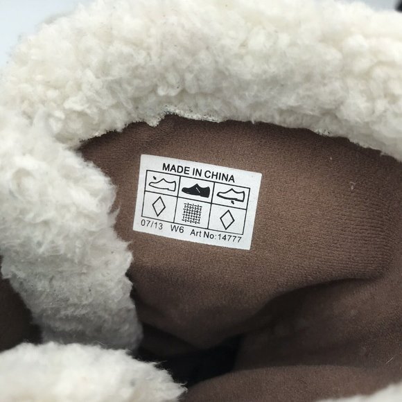 Crocs Modessa Faux Fur‎ Suede Button Tan White Tall Comfort Warm Boots Womens 6 - Picture 7 of 8